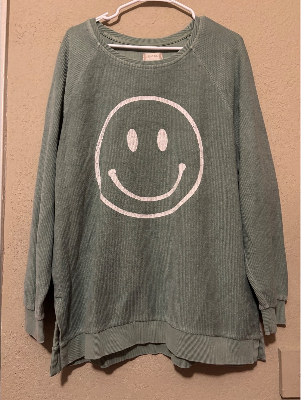 Altr’d State Light Green Smiley Face Long Sleeve Thermal Shirt, Size Large